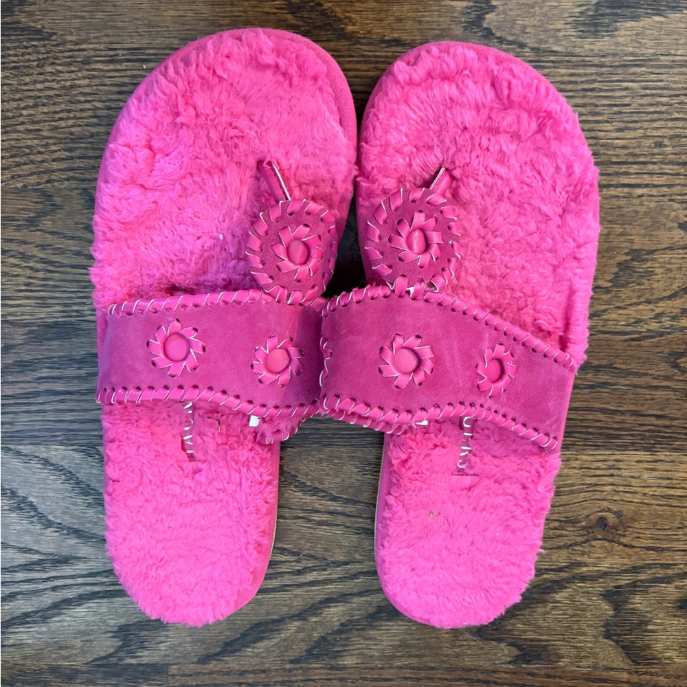 Jack Rogers Pink Fuzzy Slippers